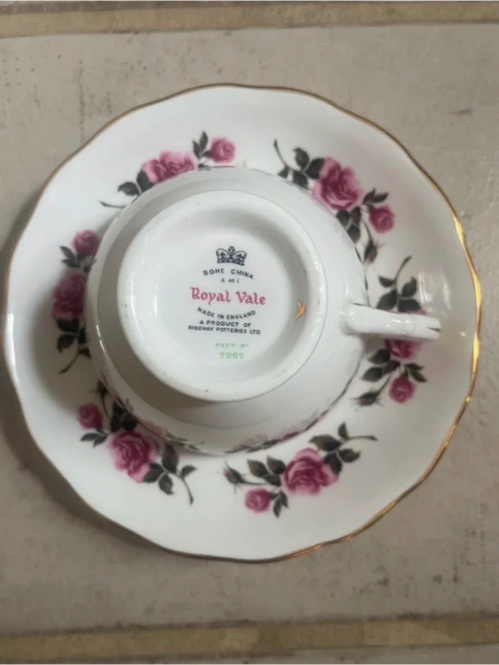Vintage Royal Vale Bone China Teacup & Saucer – Pattern 7967